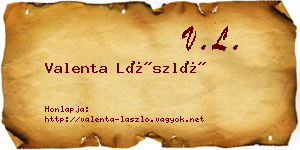 Valenta László névjegykártya